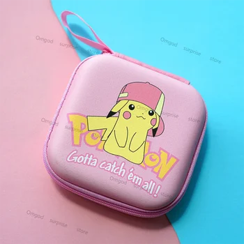 Pokemon Cartoon Аниме Character Pikachu Сладко Creative Headset Data Кабел Storage Box Anti-fall преносим рожден ден, подарък за Коледа