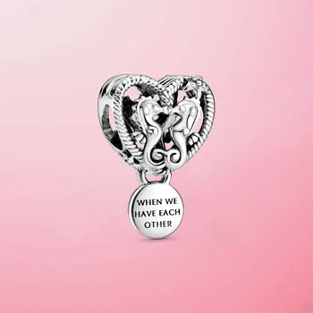 2020 Нов 925 Сребро Ажурни Морски Кончета Сърцето Чар Мъниста Подходящи Оригинален Пандора Чар Гривна Летните Бижута Подарък
