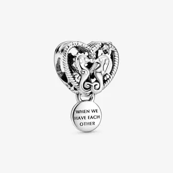 2020 Нов 925 Сребро Ажурни Морски Кончета Сърцето Чар Мъниста Подходящи Оригинален Пандора Чар Гривна Летните Бижута Подарък