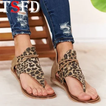 Лек Дамски обувки с отворени пръсти Дамски сандали леопардовые сандали Дамски класически гладиаторски сандали лято гореща Дамски обувки 2020 J8