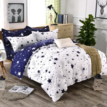 3/4 бр./компл. AB Side Star White Blue одеяло спално бельо космическа чаршаф пухени набор от покрива възглавница, спално бельо, домашен текстил