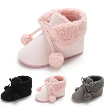 0-18 м бебе момиче първите проходилки обувки от мека кожа подметка Обувки новороденото дете топли зимни ботуши
