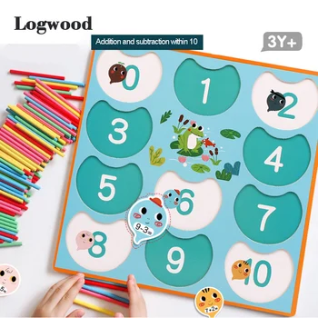 Детска играчка, детска математическа играчка събиране и изваждане в рамките на 10 Monterssori забавни дървени играчки за игра и семейни игри