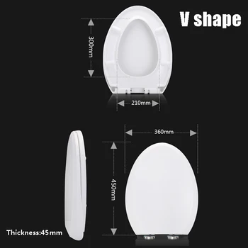 ПП универсален бавно затворете капака на тоалетната чиния капак капак комплект сгущает подмяна на антибактериални квадратни, кръгли O / V тип тоалетни