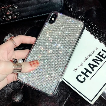 YOACHEY Diamond Glitter Case за iphone X XS MAX XR 7 8 6 6s Plus мека силиконова делото TPU Bling Кристал Момиче Phone Cases