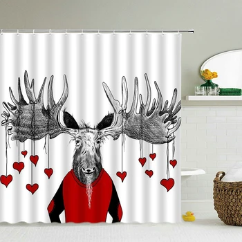 Лос елен завеси за душ цвете птици 3d завеси за баня водонепроницаемое украса с куки домашна моющаяся плат екран баня