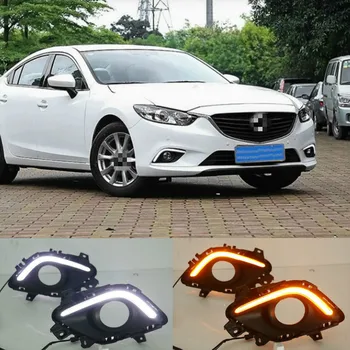 Поворотник и Потъмняване стил реле 12V LED car DRL дневни светлини с дупка противотуманной фарове за Mazda 6 Atenza-2016