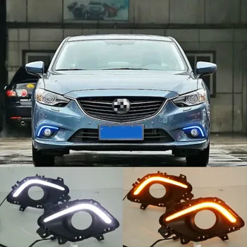 Поворотник и Потъмняване стил реле 12V LED car DRL дневни светлини с дупка противотуманной фарове за Mazda 6 Atenza-2016
