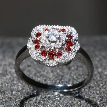 Bague Ringer класически пръстени от сребро 925 проба за очарователни жени с рубиновым Цирконии кръгла форма скъпоценни камъни на лейди партия на едро подарък