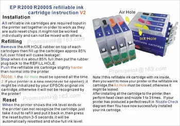 CEYE за многократна употреба касети CISS CIS Комплект за принтер EPSON R2000 R2000S с бутон за нулиране на нов 8шт