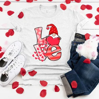 40# тениски любов Сърцето печатни Валентин тениска ежедневни жени с къс ръкав графичен тениски, потници Свети Валентин подарък тениска