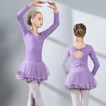 С дълъг ръкав танц балетное рокля Туту пола 2020 ново цвете момиче обличам бебето Бебешки дрехи детската изпълнение костюм от 3 до 12 години