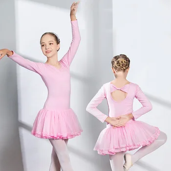 С дълъг ръкав танц балетное рокля Туту пола 2020 ново цвете момиче обличам бебето Бебешки дрехи детската изпълнение костюм от 3 до 12 години