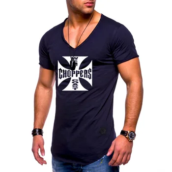 Лятна мъжка тениска Rock music West Coast Choppers Printed Harajuku V-образно деколте ежедневно в памучна мъжка тениска с къс ръкав