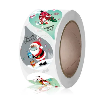 Самозалепващи етикети Drop-shape Коледен пакет подарък кутия стикер Дядо етикет на етикет Noel Тагове 2021 Нова година Навидад подарък