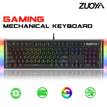 ZUOYA x61 е Wired Mechanical Gaming Keyboard RGB Mix Осветен Keyboard Anti-ghosting Blue Red Switch For Game Laptop PC Russian US