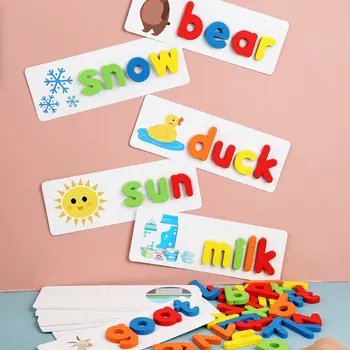 Правопис На Думата Пъзел Игра Играчки, Комплекти Английски 26 Разпознаване На Букви От Азбуката Дете Ранно Образование На Познанието Reliance