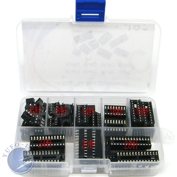 8values 66pcs IC socket box kit 2.54 мм адаптер 6pin 8pin 14pin 16pin 18pin 20pin 24pin 28pin Plug-in Ic block чип holder dip
