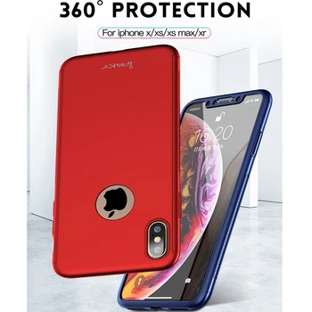IPAKY марка 360 градуса пълна защита устойчив на удари калъф за телефон Iphone X XS Max XR X луксозен матов калъф Fundas за Iphone XS X