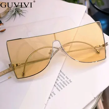 Реколта големи слънчеви очила Жени метал Котешко око Слънчеви очила за мъже женски син жълт оттенък очила очила Gafas de sol