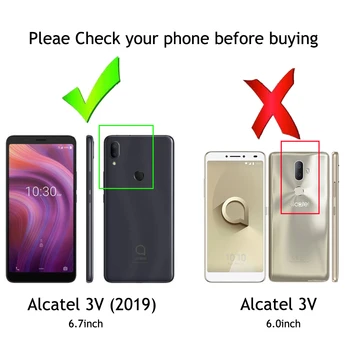 Метален пръстен на Shell за Alcatel 3V 2019 Case кола на телефона задната част на кутията за Alcatel 3 V 2019 V3 Case противоударная защита 360