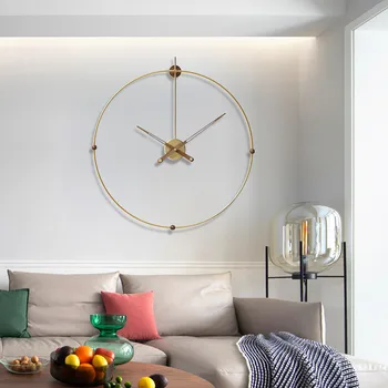 Испания Големи стенни часовници модерен дизайн, 3d луксозни метални златни художествени часовници Nordic Office Living Room Wall Decoration reloj de pare