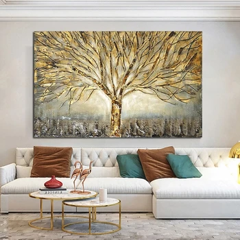Абстрактно Златното дърво платно картини на съвременни плакати и щампи Куадрос стенни художествени картини за хола декорация на дома, без рамка