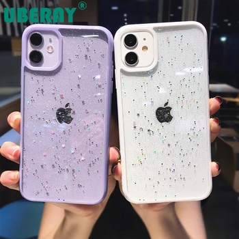 Glitter Star Sequins Soft Bling Clear калъф за телефон iPhone 11 Pro Max XR XS X 7 8 Plus противоударная прозрачна прахово делото