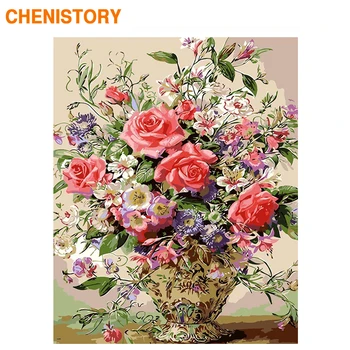 CHENISTORY Frame Camellia САМ Painting By Numbers Платно Picture Coloring By Numbers ръчно рисувани с маслени бои, за домашен декор