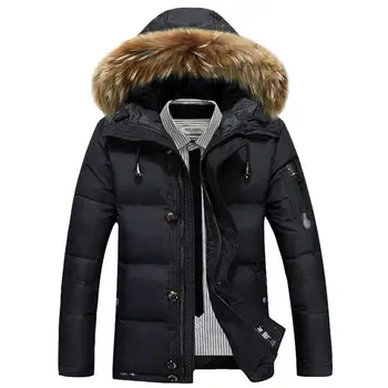 HEISMR.C 2017 Men ' s Duck Down Jacket Mens Winter Coat Men Natural Fur Collar Hooded Parka Coat Мъжки дрехи HJK63