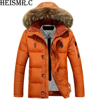 HEISMR.C 2017 Men ' s Duck Down Jacket Mens Winter Coat Men Natural Fur Collar Hooded Parka Coat Мъжки дрехи HJK63