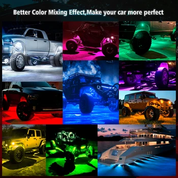 MICTUNING C2 4 Шушулките RGBW LED Rock Светлини извита повърхност Multicolor Underglow Neon Light Комплект с подсветка музикален режим на Bluetooth