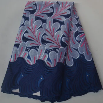 (5 ярда/бр.) на най-Високо качество на бродирани Африка завесата дантела лилаво, синьо швейцария памук, дантела кърпа, за вечерна рокля CLP398