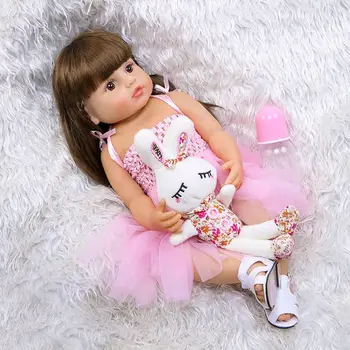55 см реалистична кукла, пълна с мек винил дете бебета дълга коса Принцеса момиче играчка