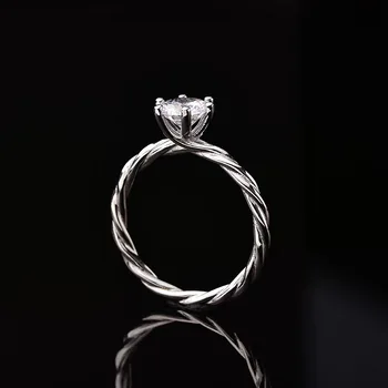 сребърен пръстен набор от лозя класически шест ноктите пръстен 1.00 ct муассанит 925 сребърни бижута сребро на халки-годежни пръстени