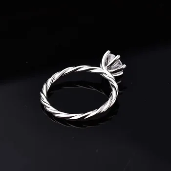 сребърен пръстен набор от лозя класически шест ноктите пръстен 1.00 ct муассанит 925 сребърни бижута сребро на халки-годежни пръстени