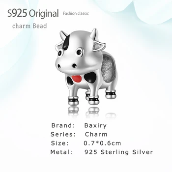 925 сребро прекрасна крава Чар мъниста аксесоари, подходящи оригинални окачване сребро 925 САМ гривни, бижута прави подаръци