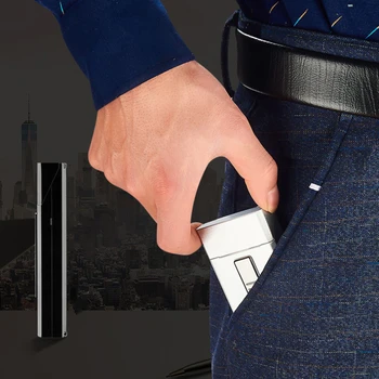Метален портсигар кутия с USB запалка акумулаторна електрическа запалка за тънък притежателя пури 20 бр. капацитет приспособления за мъже