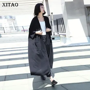 XITAO литературен плюс размер жилетка дамска мода разширено пуловер самоличността на извънгабаритни трикотаж Дамски дрехи есен DZL2130