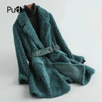 PUDI дамски зимни истинска вълна палто момиче топло яке палто дама дълги кожени якета върху размера на паркове A19104