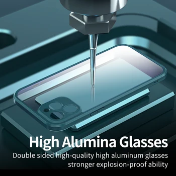 За iphone 11 Pro Max Case 360 пълна защита на двустранно високо стъкло алуминий Case for iphone 11 Pro Case обтегач дизайн на бронята