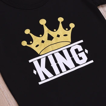 Kid Baby Boy Girl King Print Top Black Tee Тениска Bebe Бебешки Дрехи