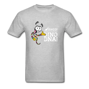 Джурасик Бинго Майк мъжки карикатура тениска забавен Дино ДНК тениска човек Червен потник памук, тениски новост студент облекло