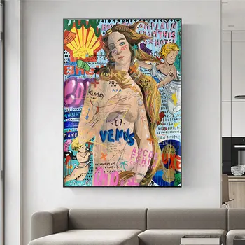 Графити картини накъде Naked Venus Picture Modern Wall Art Picture Платно Живопис Decor Живопис маслени Бои Poster Home