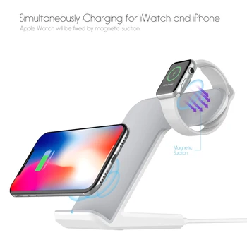 Безжично зарядно устройство, поставка 2 в 1 Qi 10 W бързо зареждане на док станция за Apple Watch iWatch 5 4 3 за iPhone 11 XR XS X 8