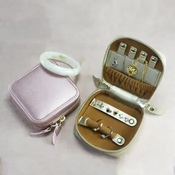 Преносим Кутия За Бижута Пръстен Обеци На Ухото Дисплей Чанта Гривна Колие Бижута За Съхранение С Цип Чанта