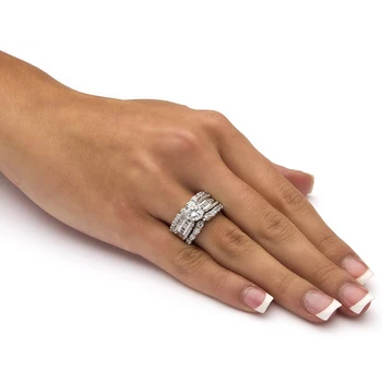 2020 нов 3 бр./компл. злато/сребро, злато-годежни пръстени за жени пълен Циркон дамски булката бижута на партията Валентин подаръци за Рожден Ден