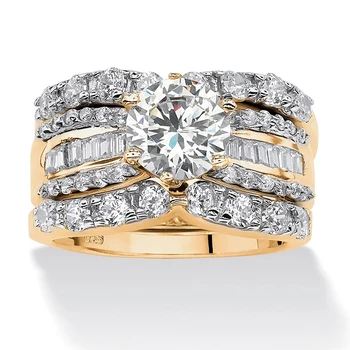 2020 нов 3 бр./компл. злато/сребро, злато-годежни пръстени за жени пълен Циркон дамски булката бижута на партията Валентин подаръци за Рожден Ден