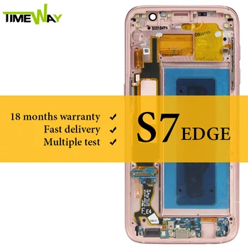 Samsung Samsung S7 Edge LCD дисплей с рамка сензорен екран възли за Samsung G935F LCD дигитайзер, Super AMOLED