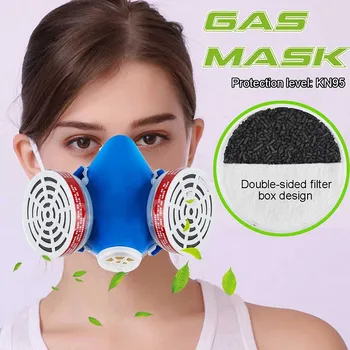 Активен въглен половина на лицето живопис пръскане на респиратор маска за сигурност на работа филтър респиратор от прах двоен филтър химическа боя маска